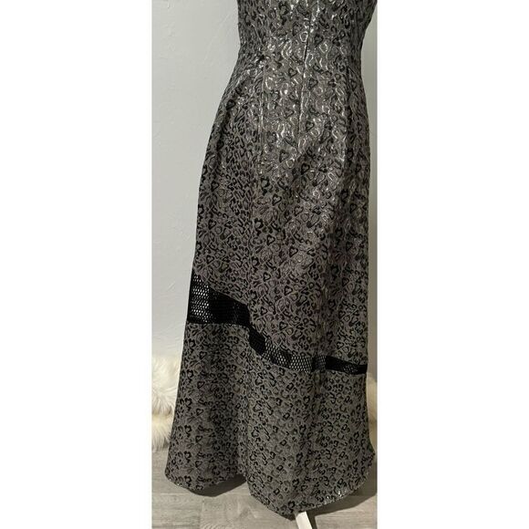 SB Sachine + Babi metallic print mesh -inset Hi-lo evening Gown 6 - Picture 8 of 11